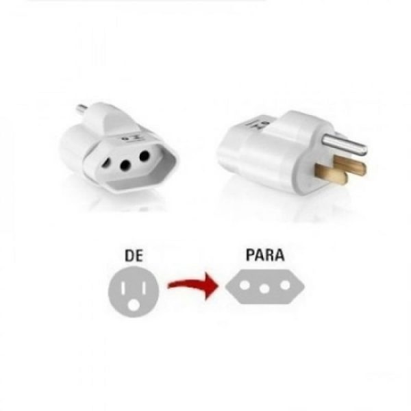 Adaptador para tomada 2P+T padrão novo para antigo branco WI225