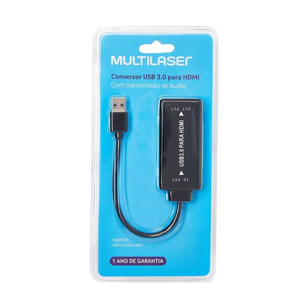 Cabo conversor USB macho X HDMI fêmea Multilaser - WI347 - Image 2