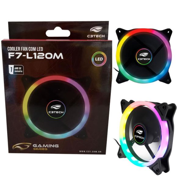 Cooler fan C3Tech 120mm, LED de 5 cores, preto - F7-L120M - Image 3