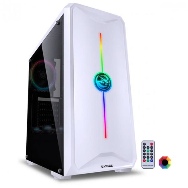 Gabinete mid-tower Nova Plus branco com 3 fans LED RGB lateral em acrílico - NOVBRRGB3FCA