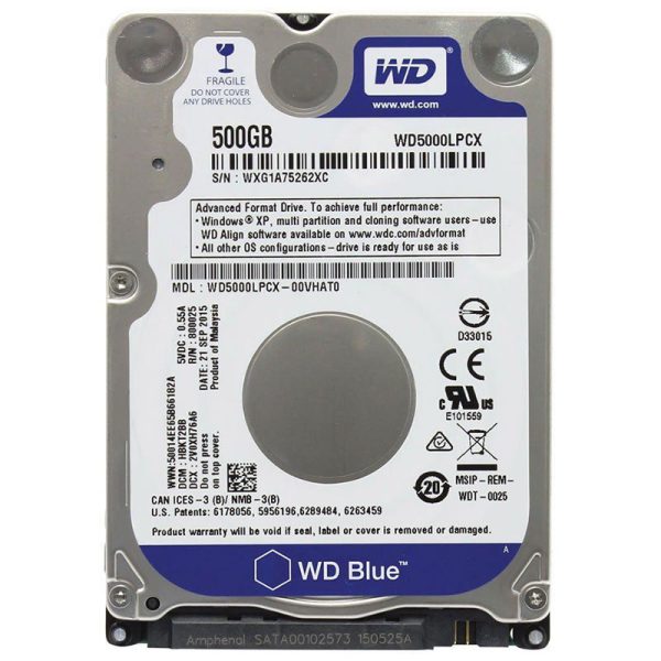 HD WD Blue, 500GB, 2.5´, notebook, SATA - WD5000LPCX