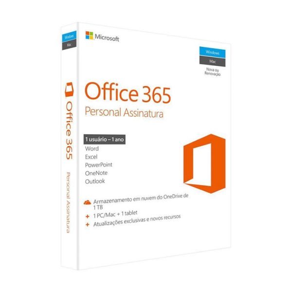 Microsoft Office 365 Personal assinatura anual para 1 usuário PC, Mac, iOS e Android