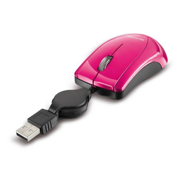 Mini mouse Multilaser retrátil USB 800DPI rosa - MO161