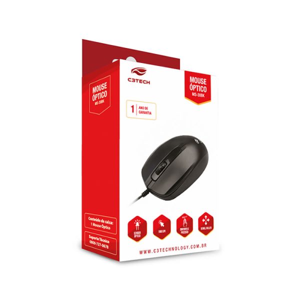 Mouse USB MS-30BK preto C3Tech - Image 3