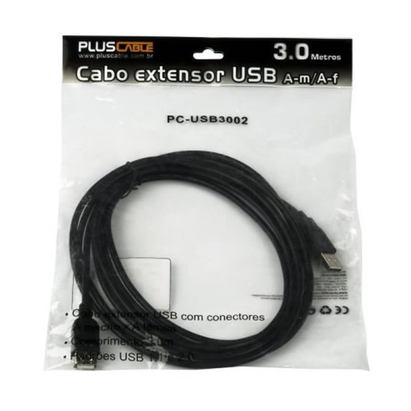 Cabo extensor para USB 2.0 AM X AF 3.0 metros PC-USB3002 - PlusCable - Image 3