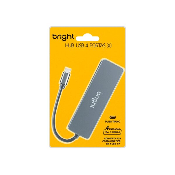 Hub Bright 4 Portas Usb 3.0 - Hb001 Cinza - Image 3