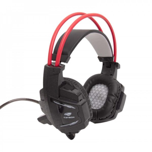 Headset Gamer C3tech Sparrow Com Microfone P2 Ph-g11bk Preto E Vermelho