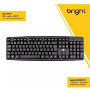 Teclado Bright 0014 Basic Preto Usb