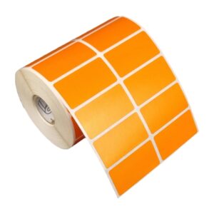 Etiqueta Adesiva 50x25mm Laranja 2 Col Térmica S/ Ribbon Rolo Com 30m