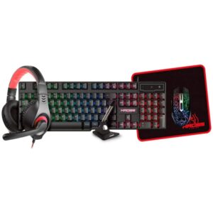 Kit Gamer Kross 5 Em 1 - Mouse + Teclado + Mouse Pad + Headset E Mouse Bungee, Usb, Led, Iluminação